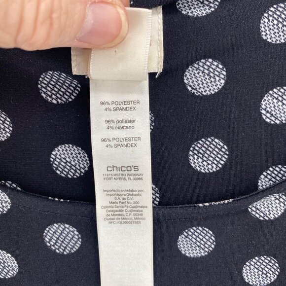 Chicos Top Womens 3 US Extra Large Solar Dots Tunic Black Hi Low Sharkbite Knit - Picture 6 of 10